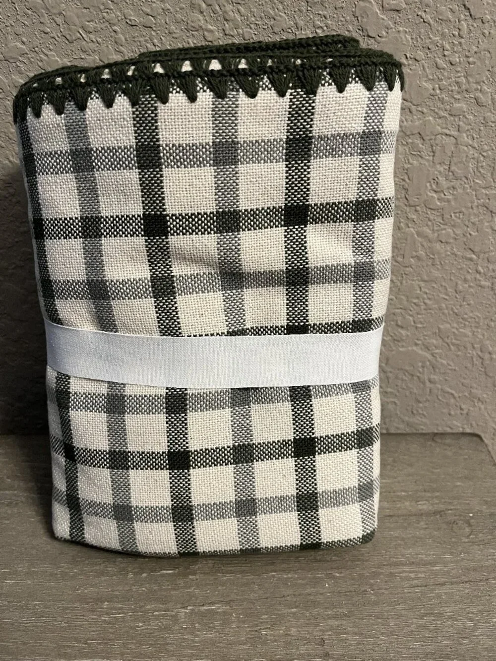 Pottery Barn Theo Plaid Green & Ivory Table Runner 18 x 108